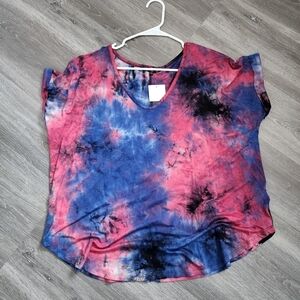 Coin 1804 Tie Dye Short Sleeve Blouse Soze 2x NWT